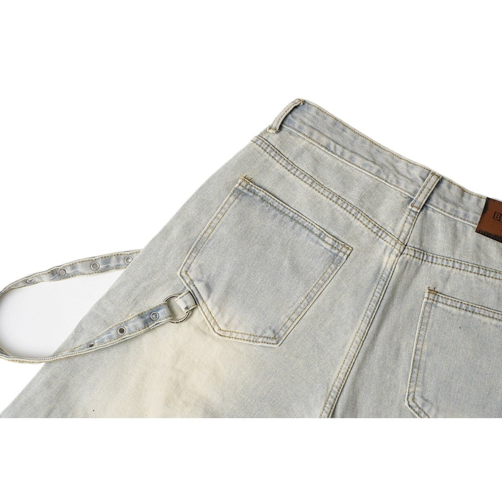 Creative Paneled Washed Wide - Leg Jeans - Thrashink