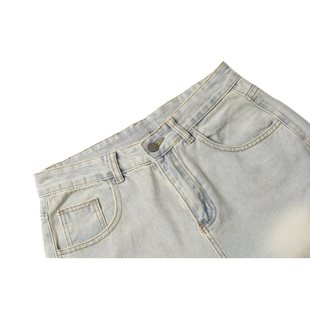 Creative Paneled Washed Wide - Leg Jeans - Thrashink