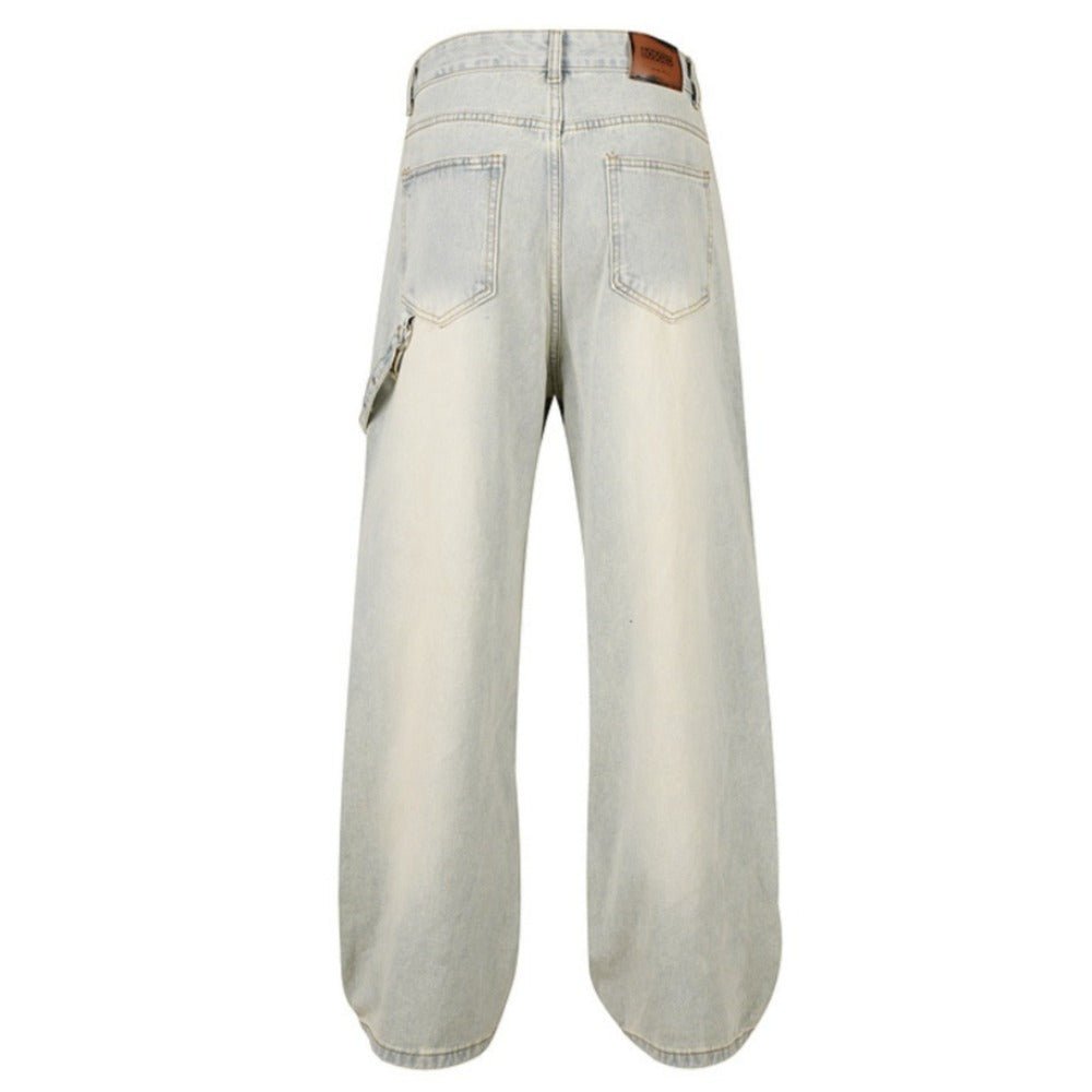 Creative Paneled Washed Wide - Leg Jeans - Thrashink