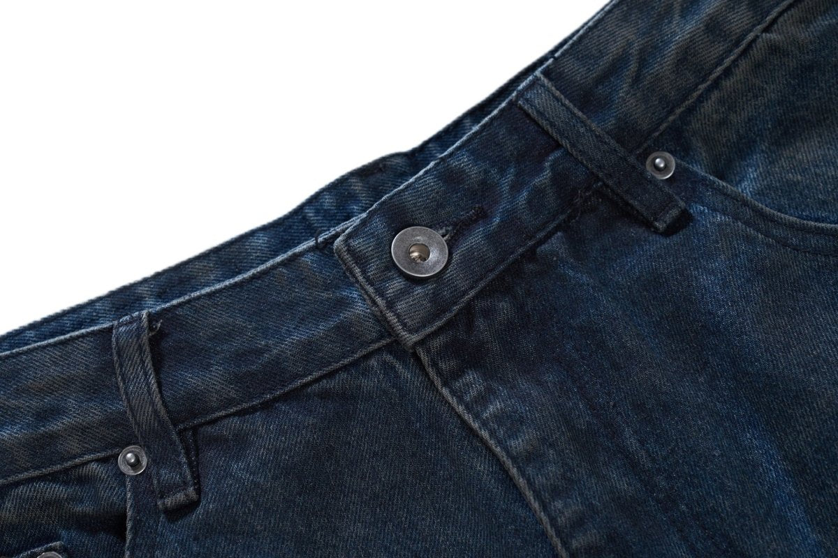 Crisscross Deconstructed Wide - Leg Denim Jeans - Thrashink