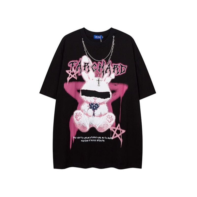 Cross Necklace Magic Rabbit Graffiti T-Shirt - Thrashink