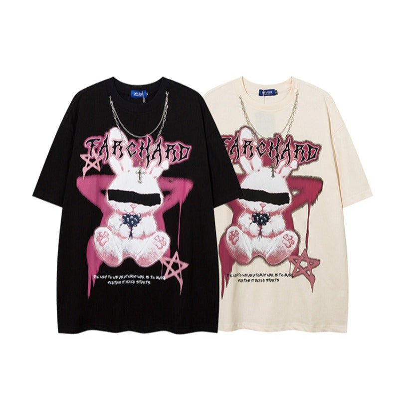 Cross Necklace Magic Rabbit Graffiti T-Shirt - Thrashink