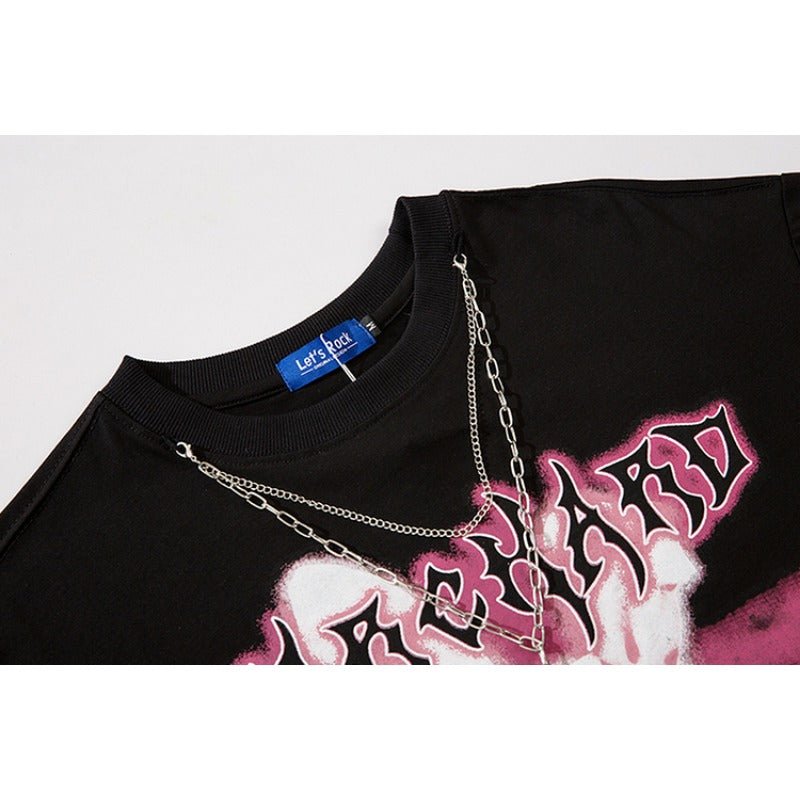 Cross Necklace Magic Rabbit Graffiti T-Shirt - Thrashink