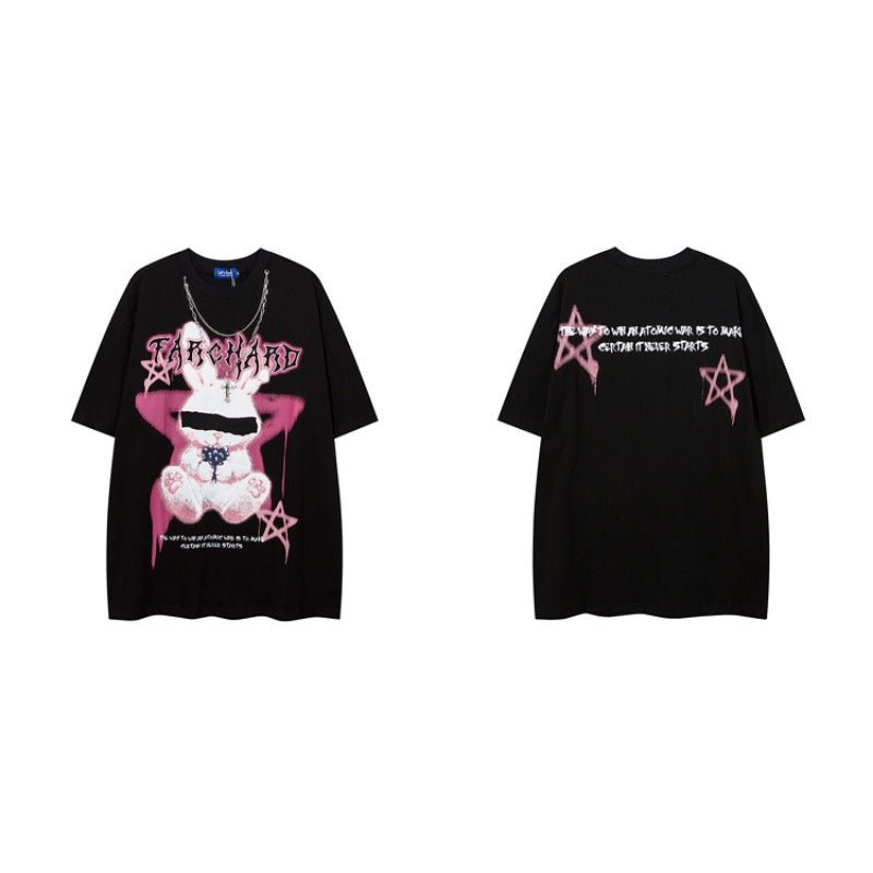 Cross Necklace Magic Rabbit Graffiti T-Shirt - Thrashink