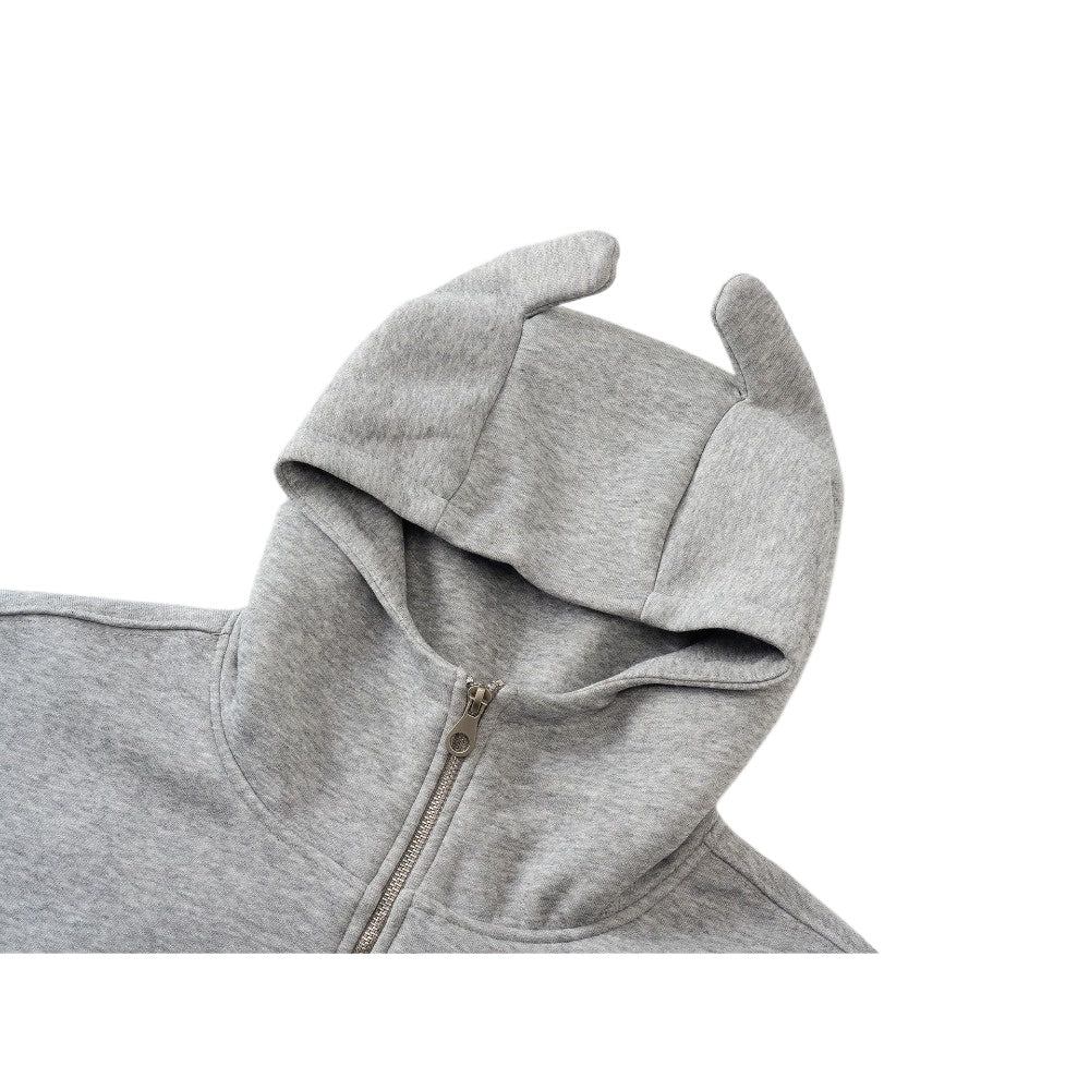 Cross Print Stand - up Ear Zip - up Hoodie - Thrashink