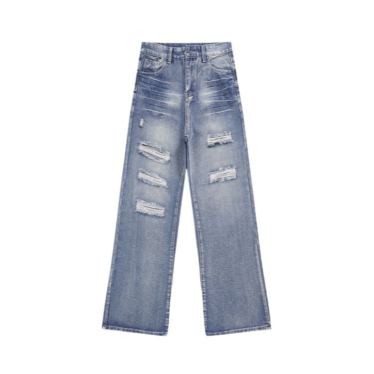 Cut Ripped Distressed Jeans - Thrashink