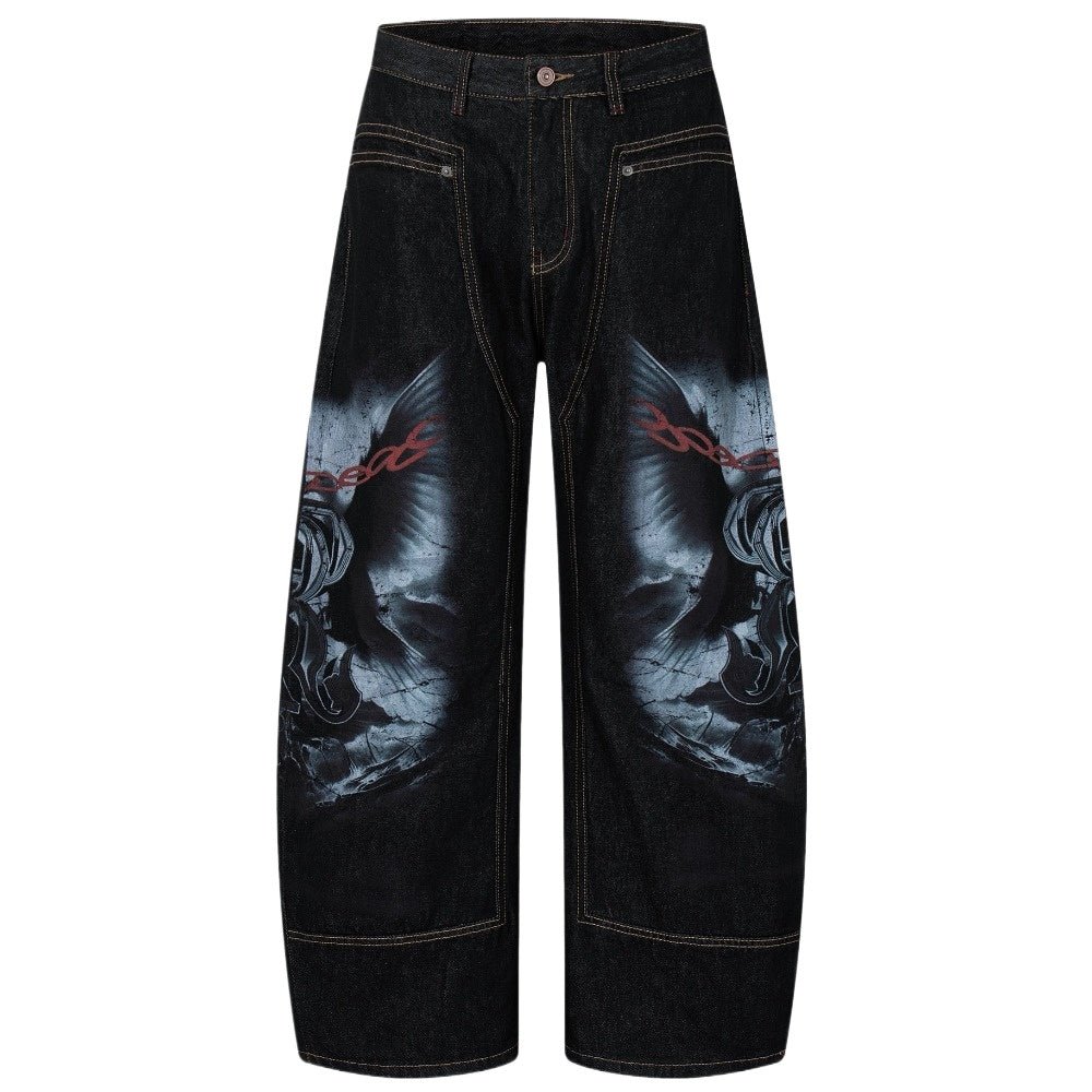 Dark Art Winged Wide - Leg Jeans - Thrashink