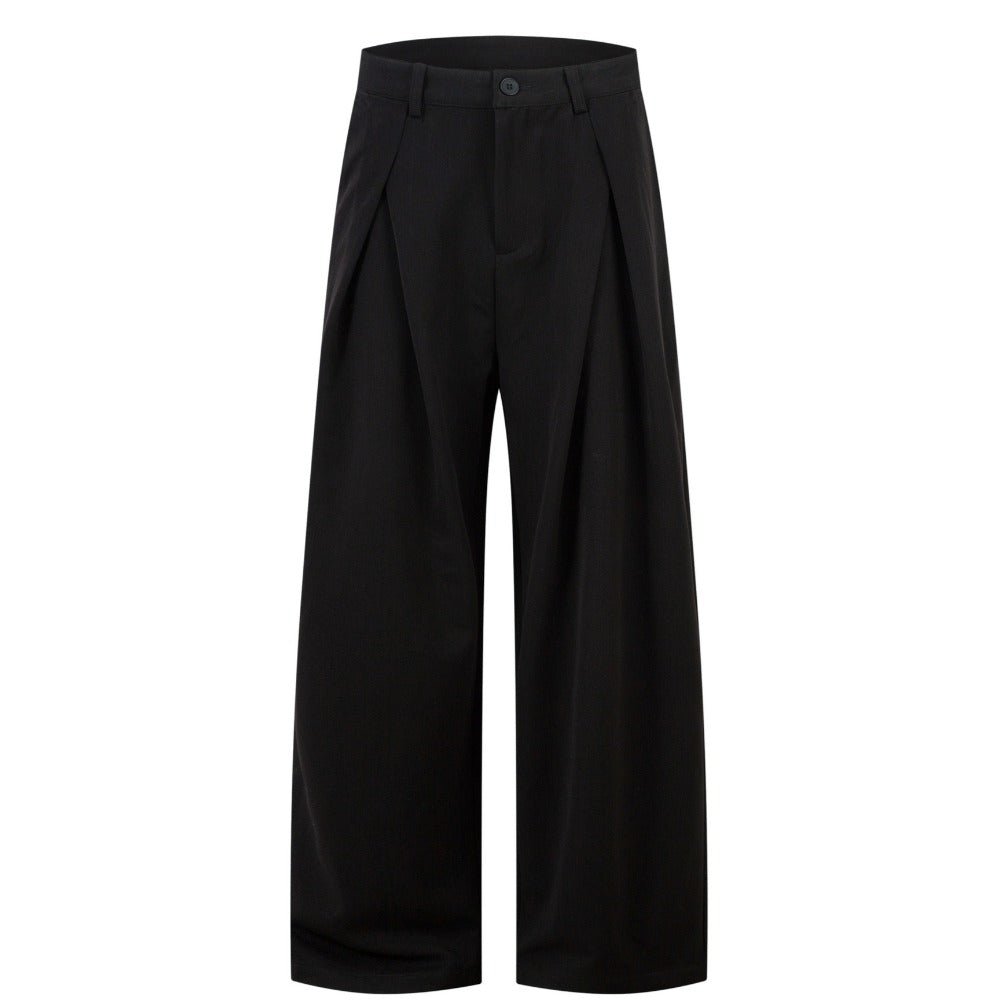 Dark Drooping Style Pleated Suit Pants - Thrashink