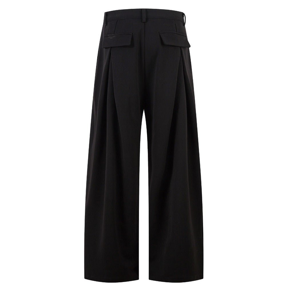 Dark Drooping Style Pleated Suit Pants - Thrashink
