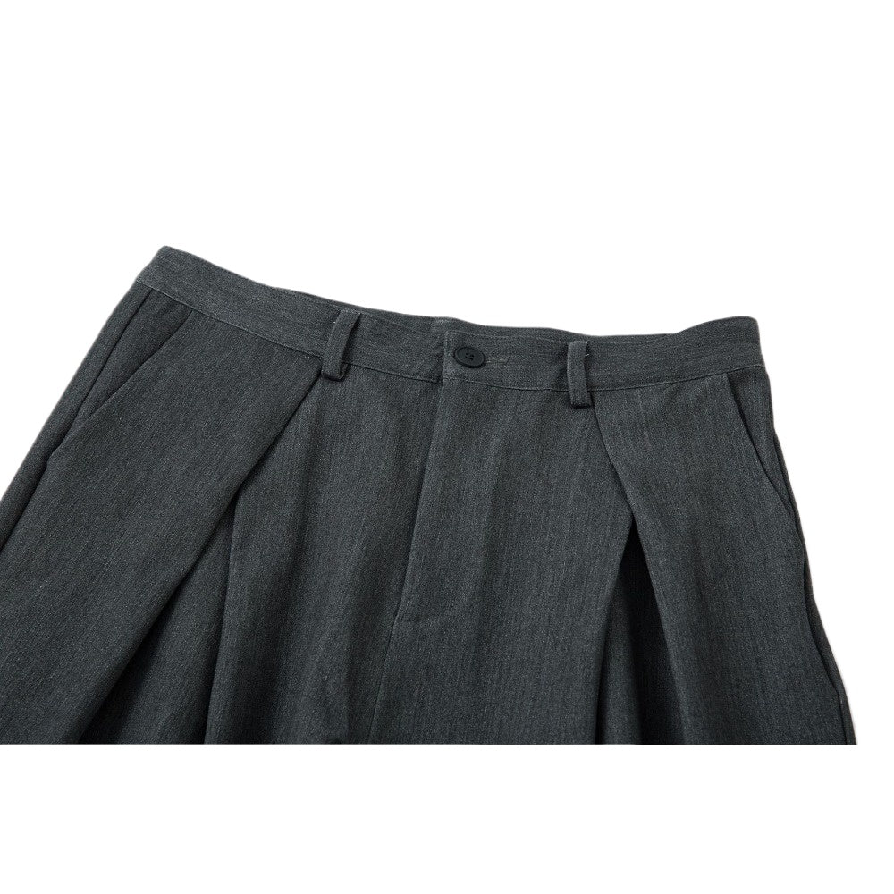 Dark Drooping Style Pleated Suit Pants - Thrashink