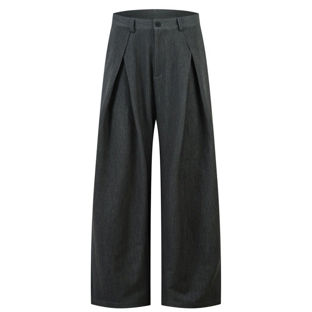 Dark Drooping Style Pleated Suit Pants - Thrashink
