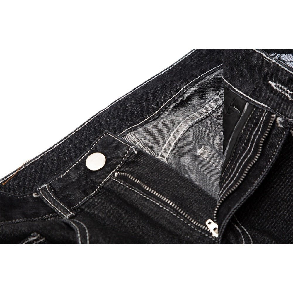 Dark Skull Embroidered Jeans - Thrashink