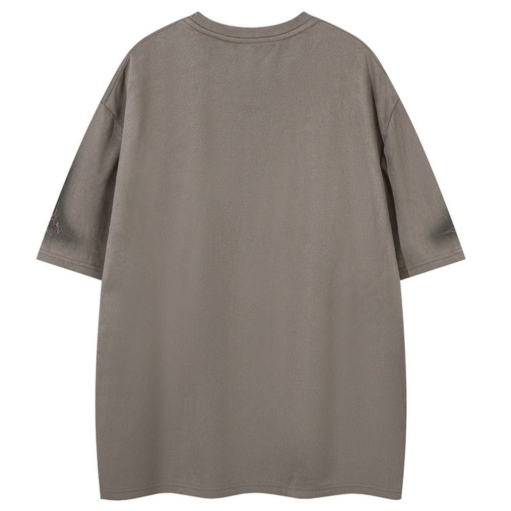 Dark Thorn Embroidered Suede T-Shirt - Thrashink