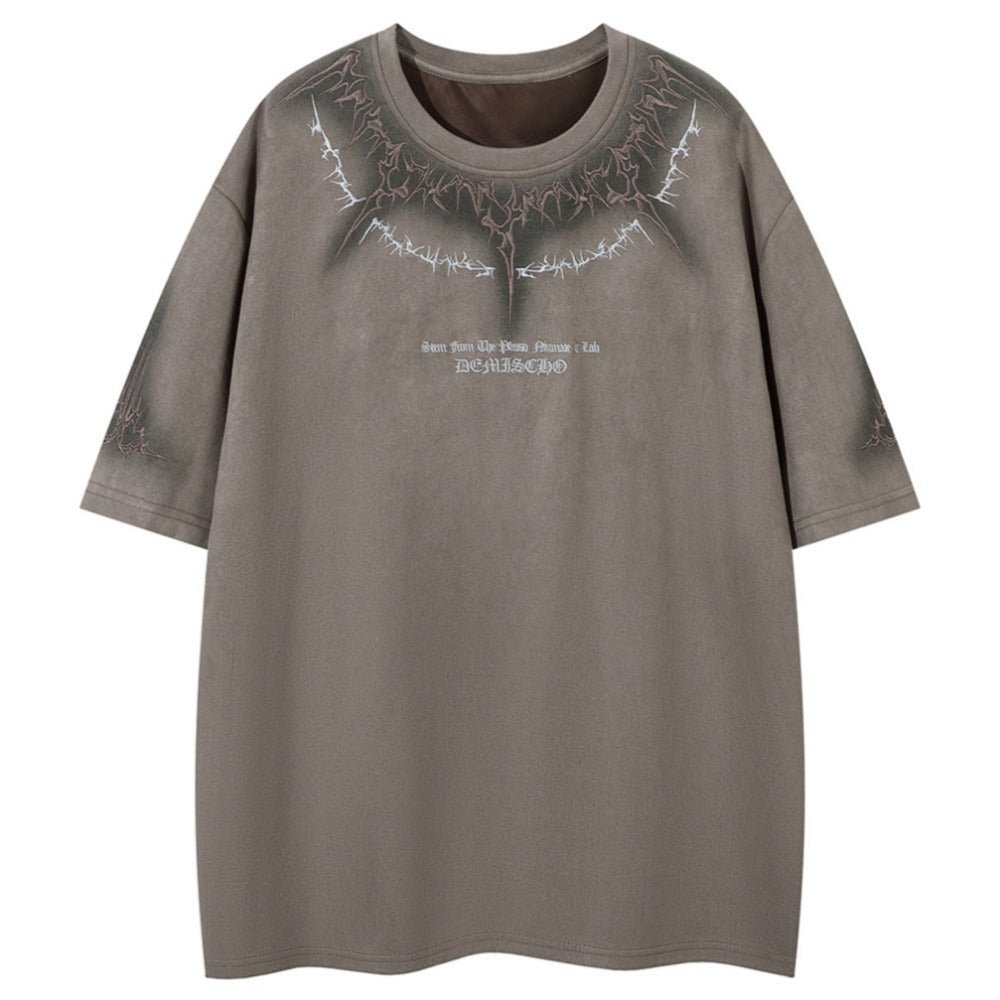 Dark Thorn Embroidered Suede T-Shirt - Thrashink