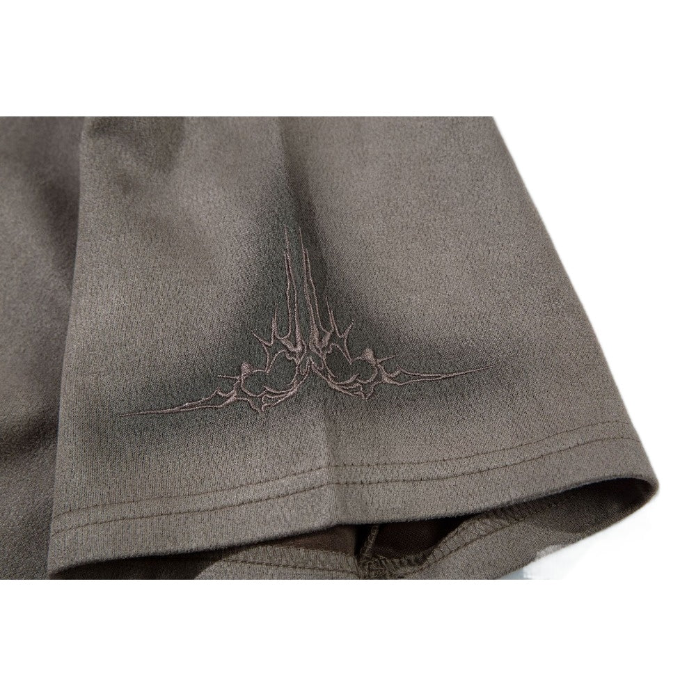 Dark Thorn Embroidered Suede T-Shirt - Thrashink