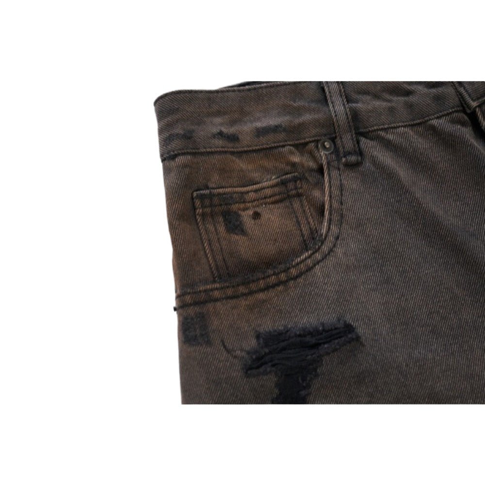 Dark Vintage Distressed Wide - Leg Jeans - Thrashink