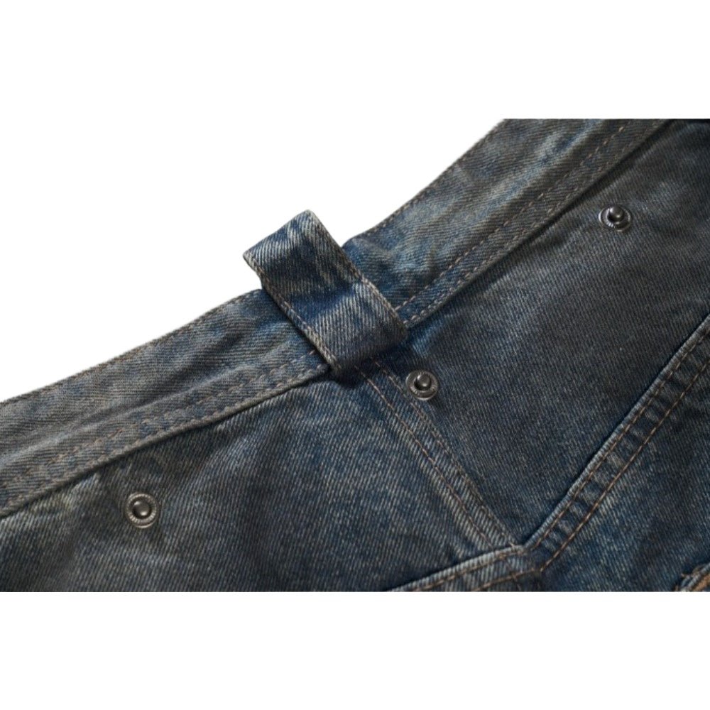 Dark Wash Deconstructed Plaid - Paneled Jeans - Thrashink