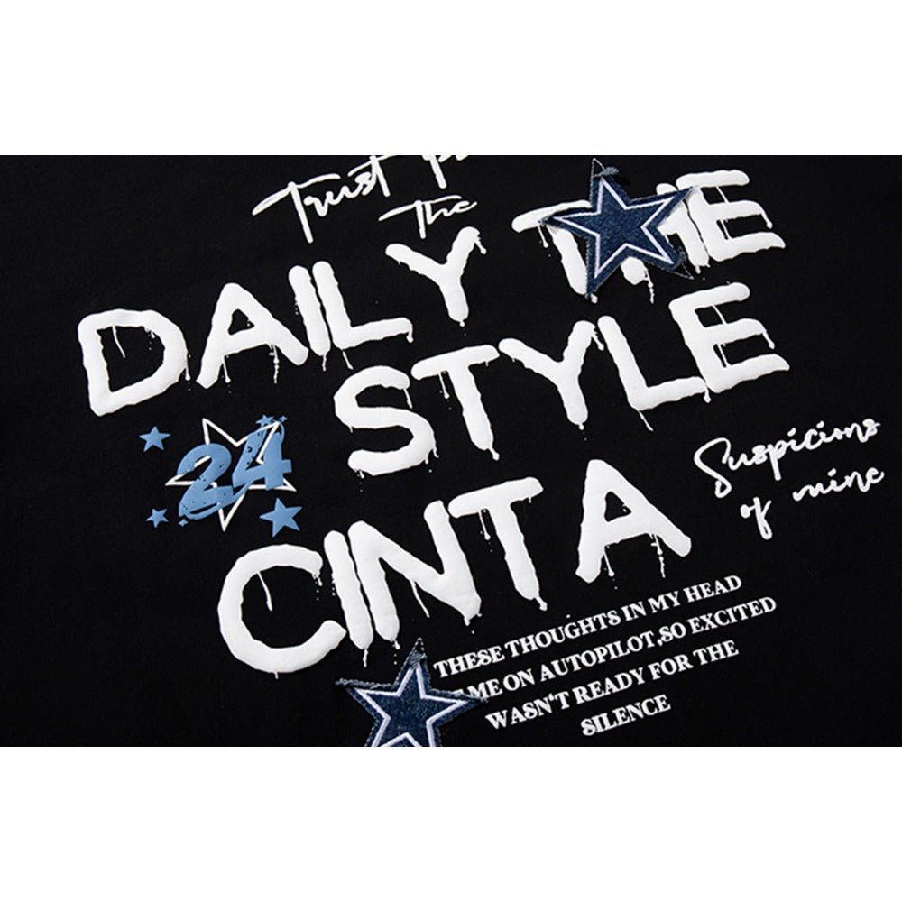 Denim Collar Fake Two Piece T-Shirt - Thrashink