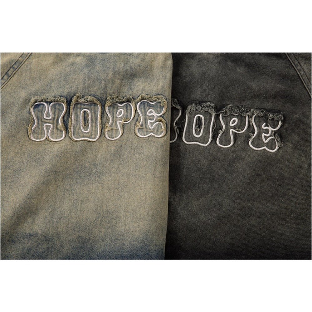Denim Distressed Gradient Zip T-Shirt - Thrashink