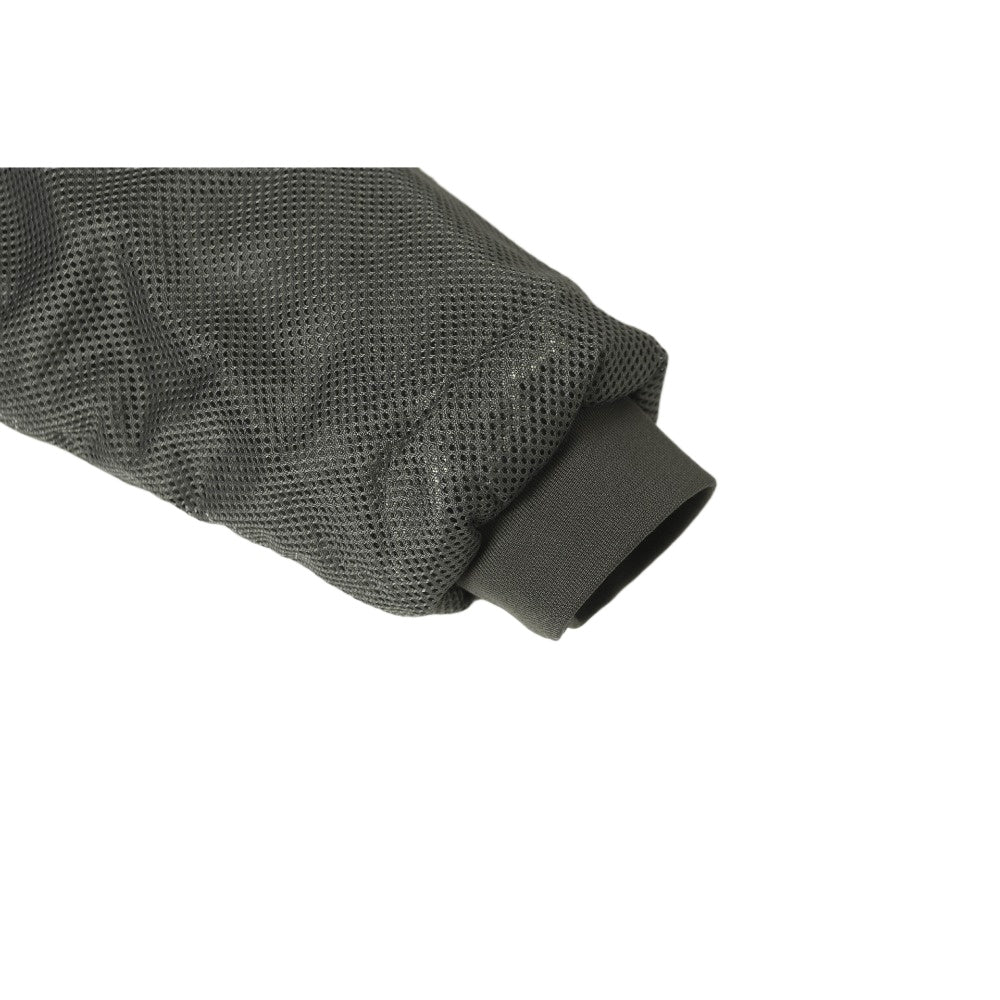 Denim Mesh Panel Distressed Bomber Jacket - Thrashink