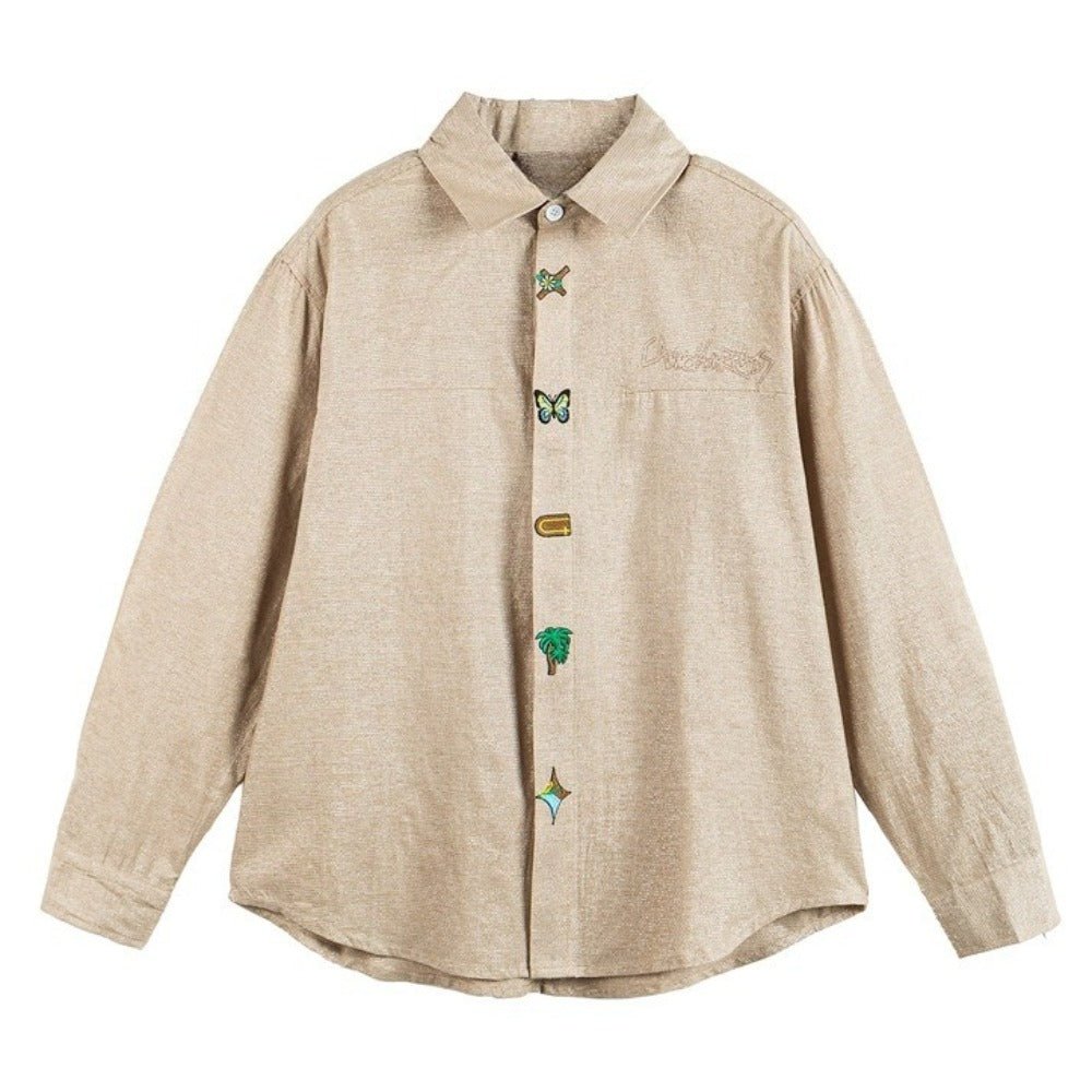 Design Placket Embroidered Shirt - Thrashink