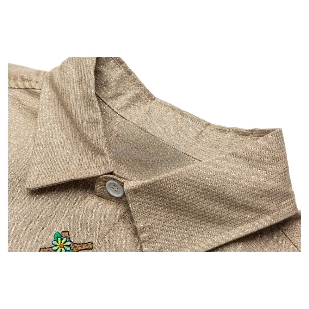 Design Placket Embroidered Shirt - Thrashink