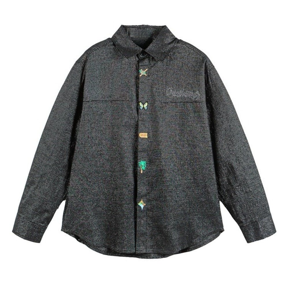Design Placket Embroidered Shirt - Thrashink