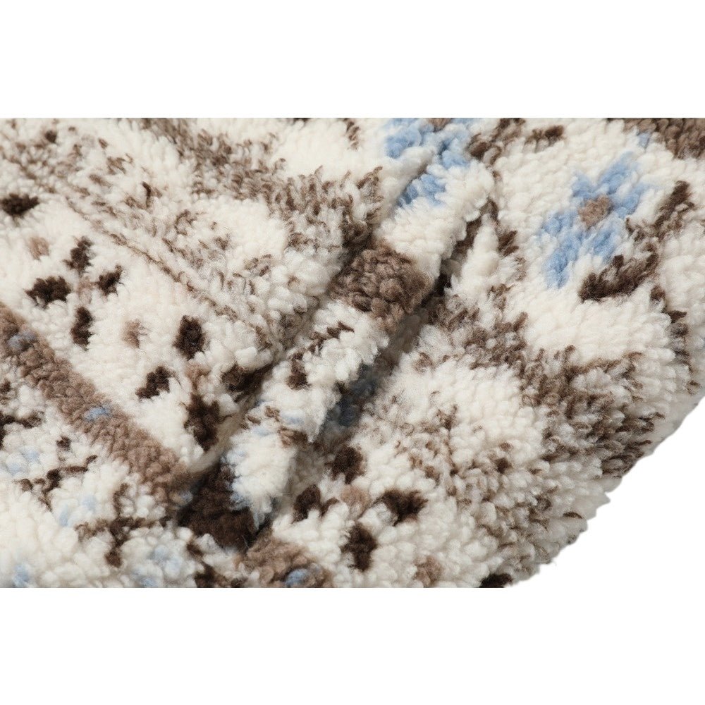 Detachable Fur Collar Fair Isle Padded Jacket - Thrashink