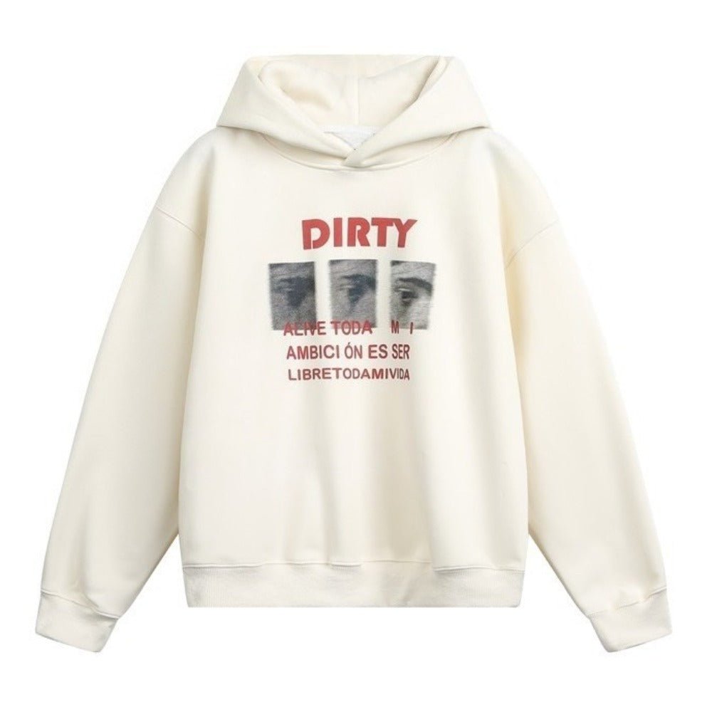 DIRTY Graphic Print Hoodie - Thrashink