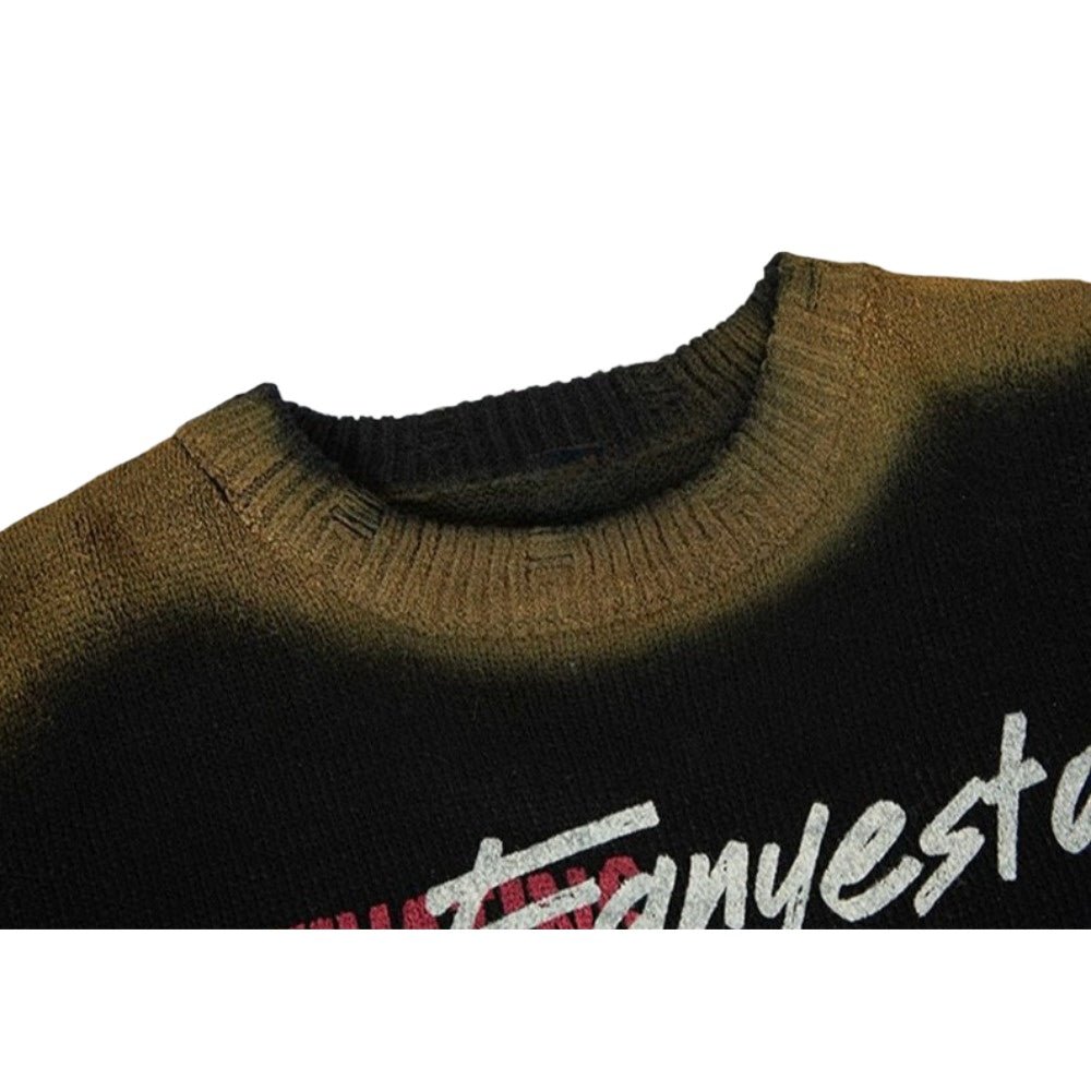 Distressed 28 Tenderness Knit Sweater - Thrashink