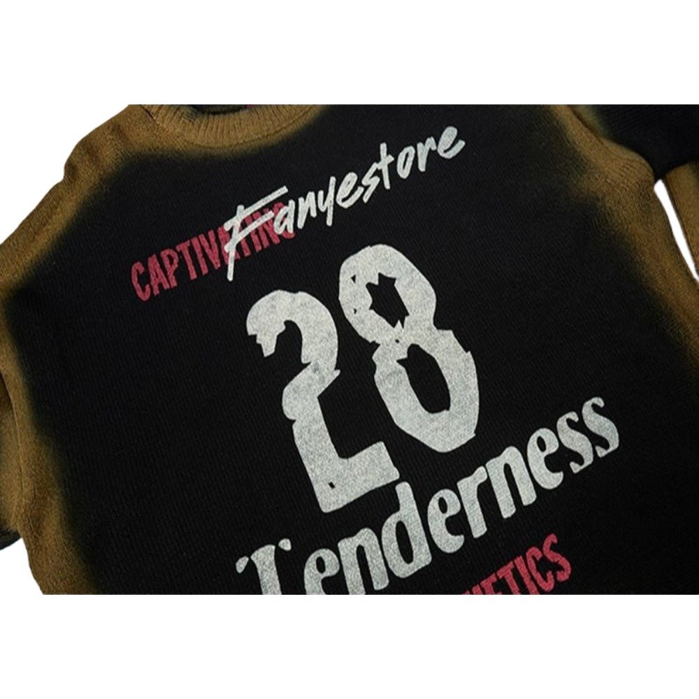 Distressed 28 Tenderness Knit Sweater - Thrashink