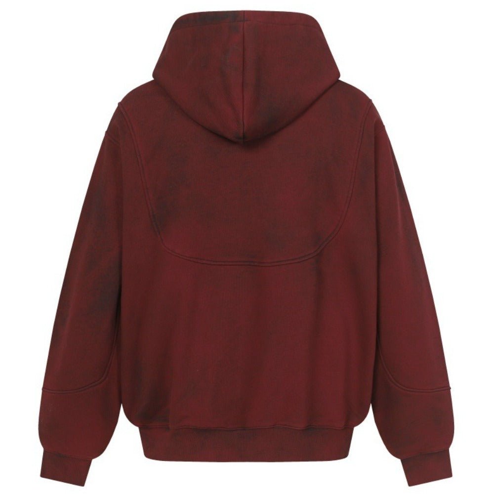 Distressed Cargo Pocket Zip - up Hoodie - Thrashink