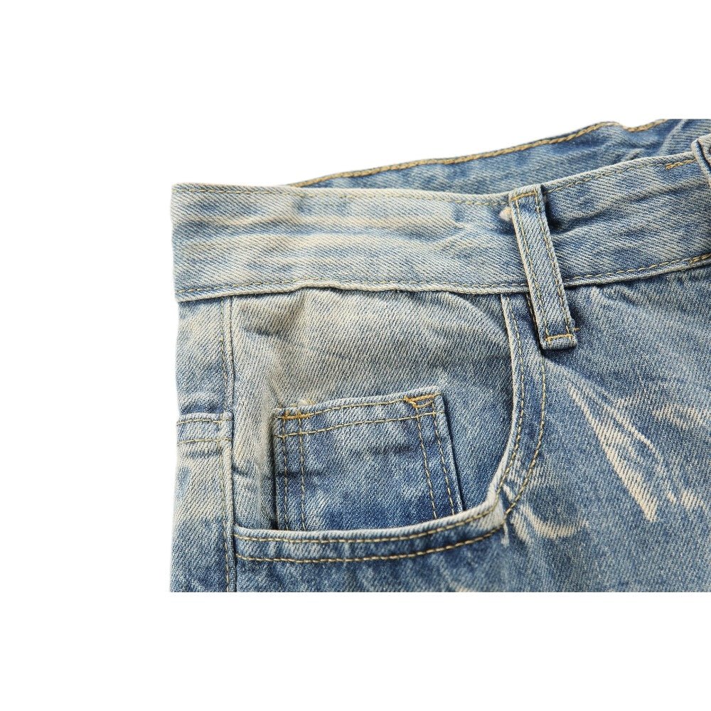 Distressed Crackle Wide Jeans - Thrashink