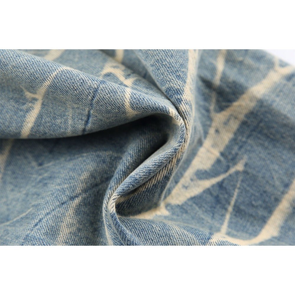 Distressed Crackle Wide Jeans - Thrashink