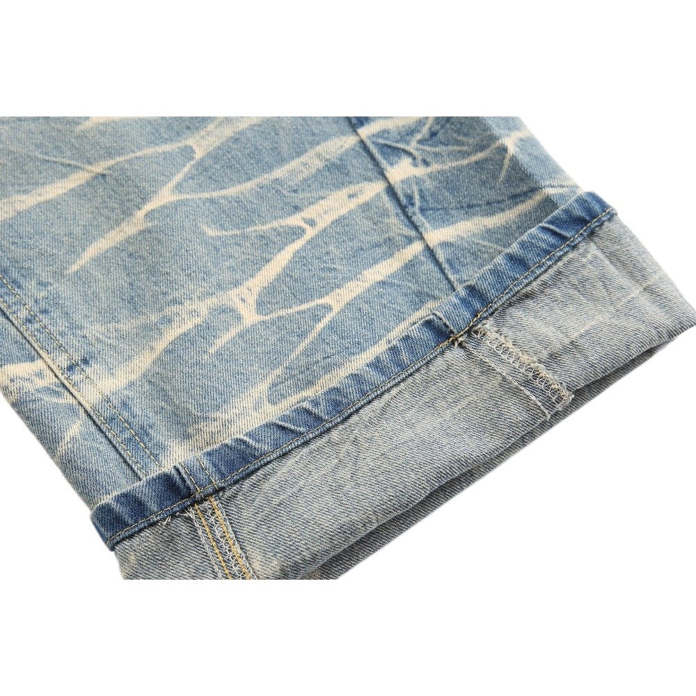 Distressed Crackle Wide Jeans - Thrashink