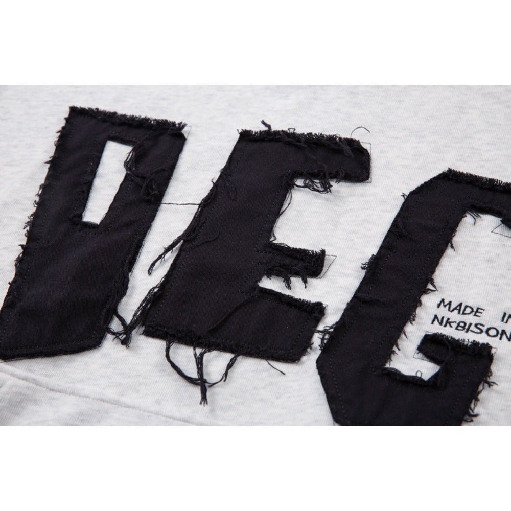 Distressed Letter Patch Hoodie - Thrashink