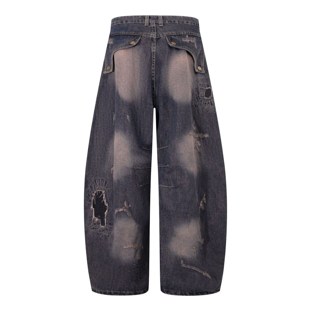 Distressed - Mended Denim Trousers - Thrashink