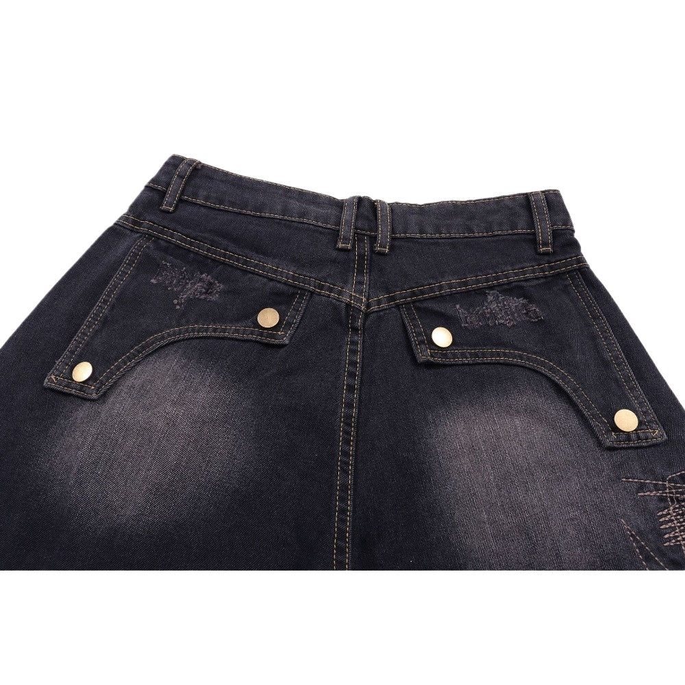 Distressed - Mended Denim Trousers - Thrashink