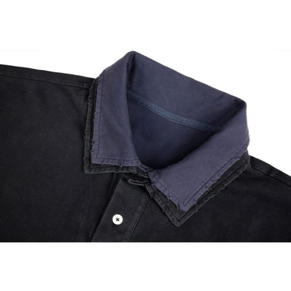 Distressed Ombre Mock Two - Piece Sweatshirt - Thrashink