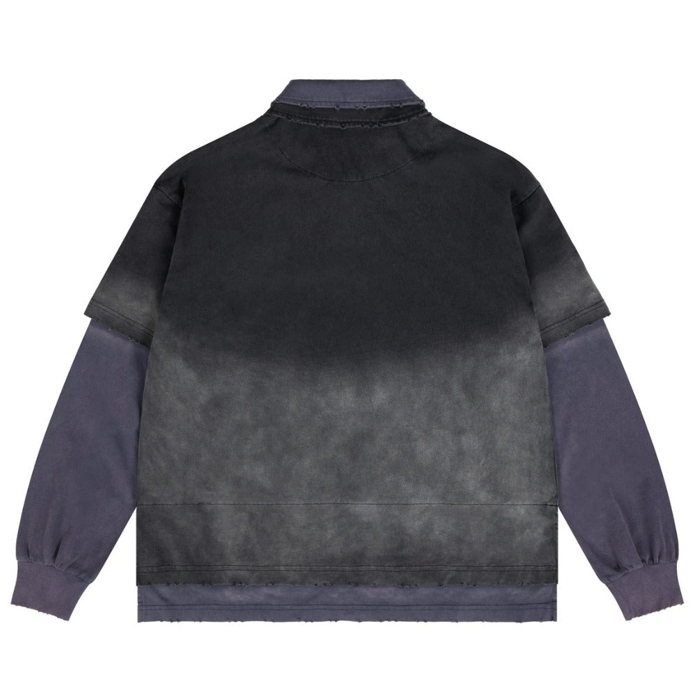 Distressed Ombre Mock Two - Piece Sweatshirt - Thrashink