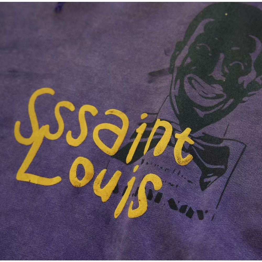 Distressed Purple Saint Louis Sweatshirt - Thrashink