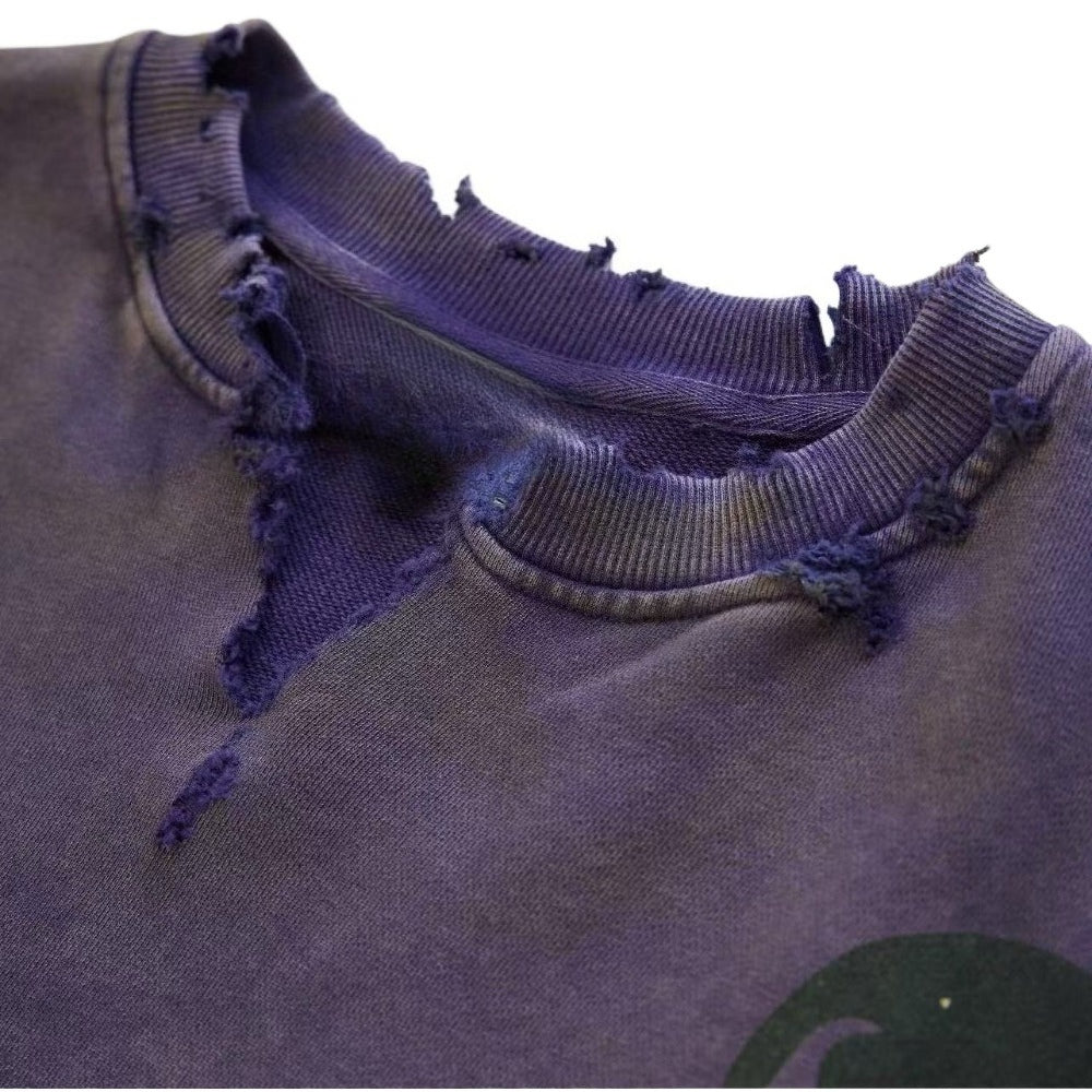 Distressed Purple Saint Louis Sweatshirt - Thrashink