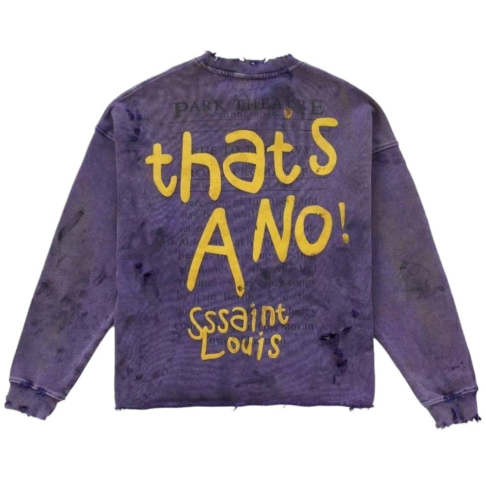 Distressed Purple Saint Louis Sweatshirt - Thrashink