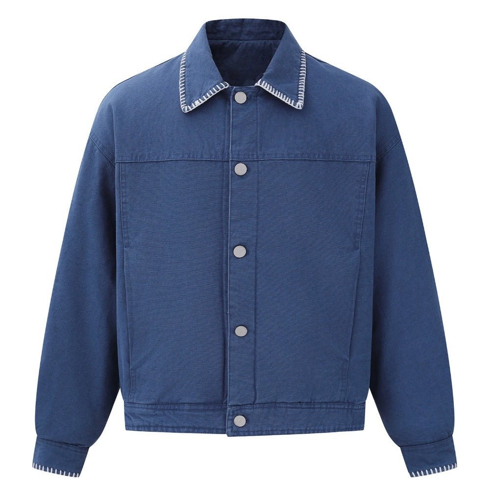 Distressed Thickened Denim Flight Jacket - Thrashink