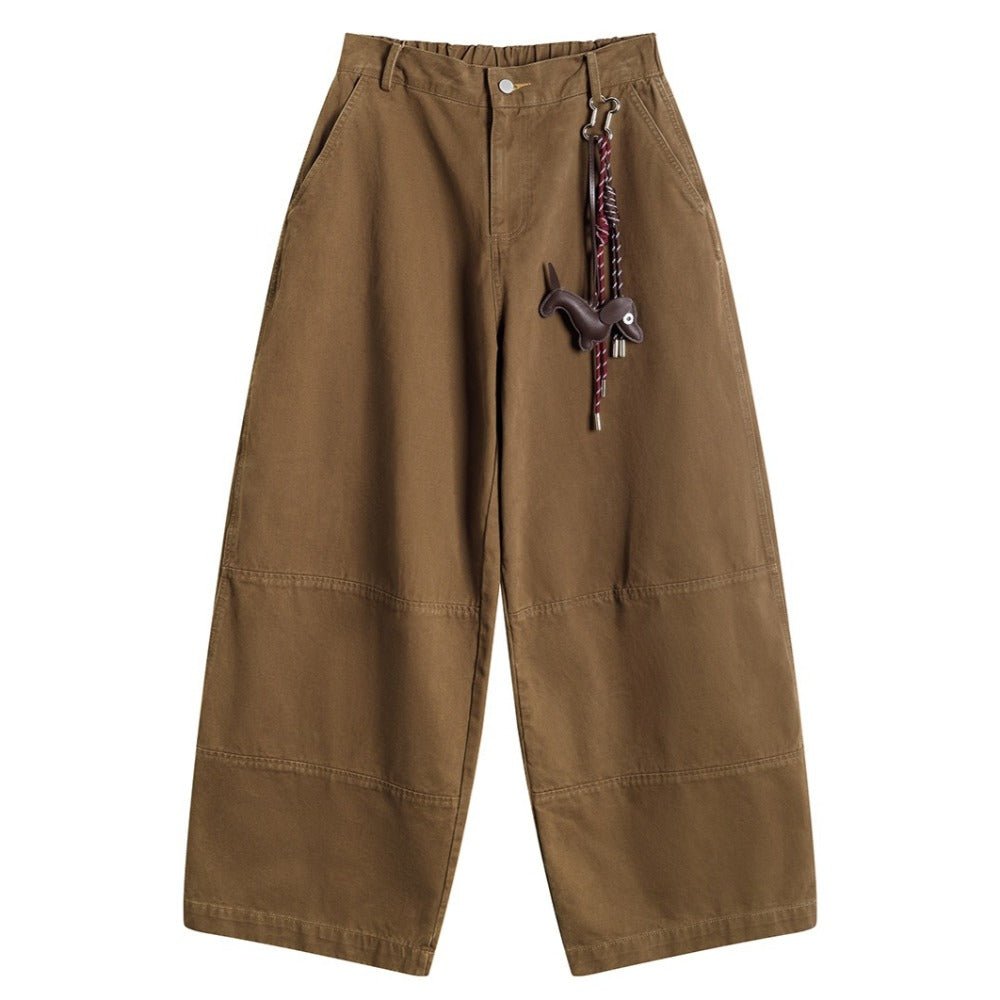 Dog Charm Retro Wide - leg Cargo Pants - Thrashink
