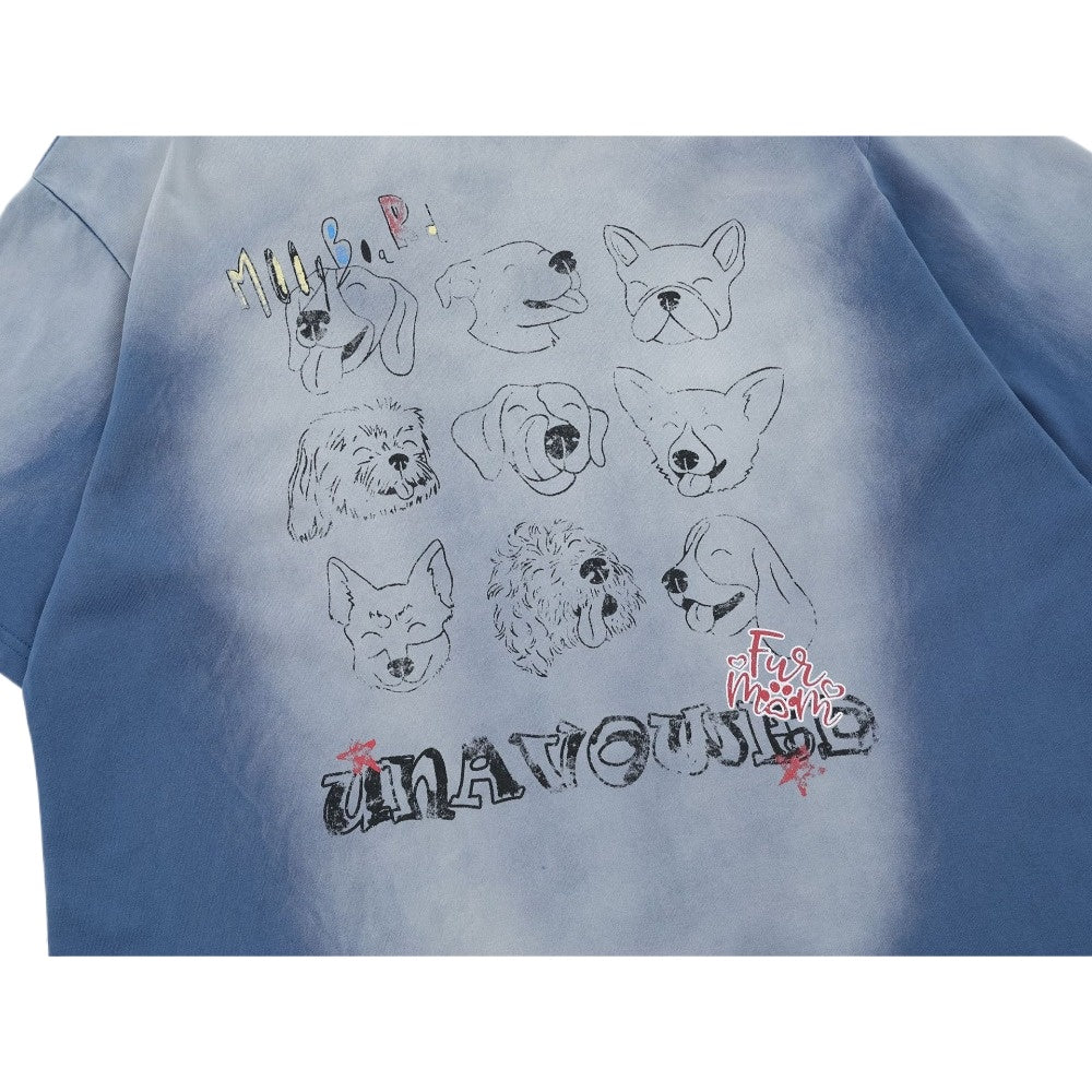 Doggy Print Dip Dye T-Shirt - Thrashink