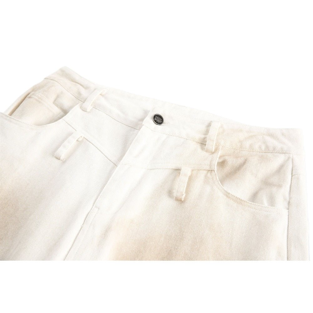 Double - hole Yellow Mud - dyed Washed Jeans - Thrashink