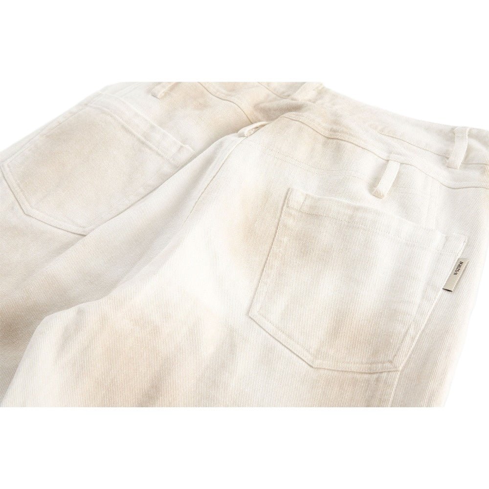 Double - hole Yellow Mud - dyed Washed Jeans - Thrashink