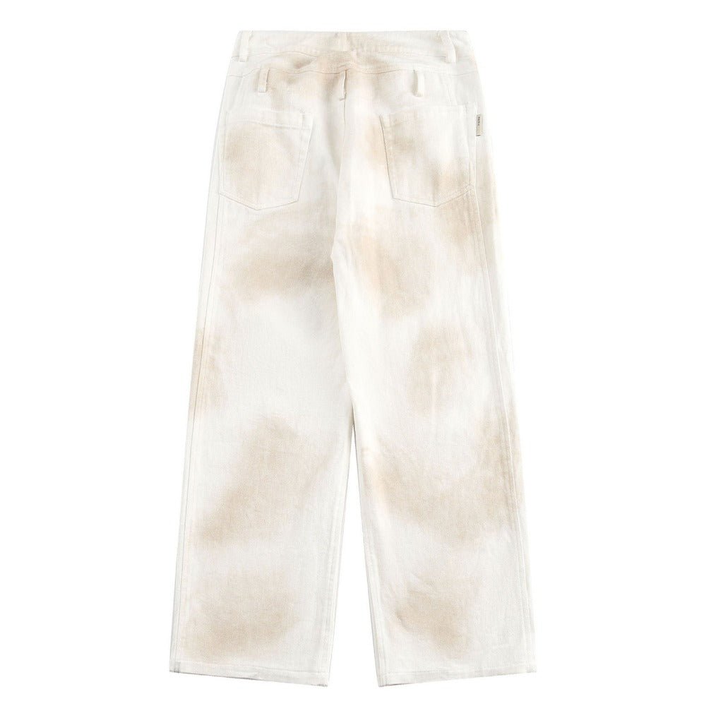 Double - hole Yellow Mud - dyed Washed Jeans - Thrashink