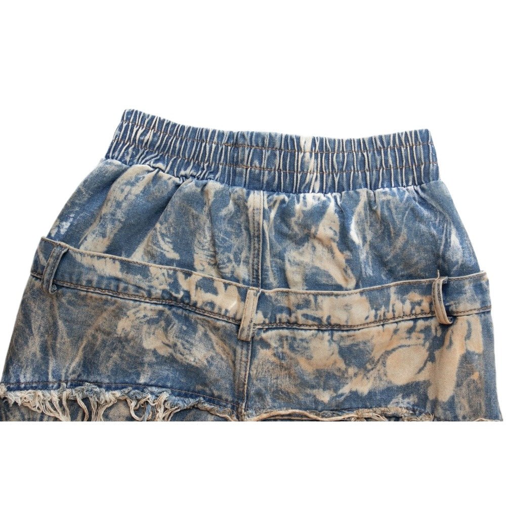 Dual - Waist Distressed Cargo Wide - Leg Jeans - Thrashink